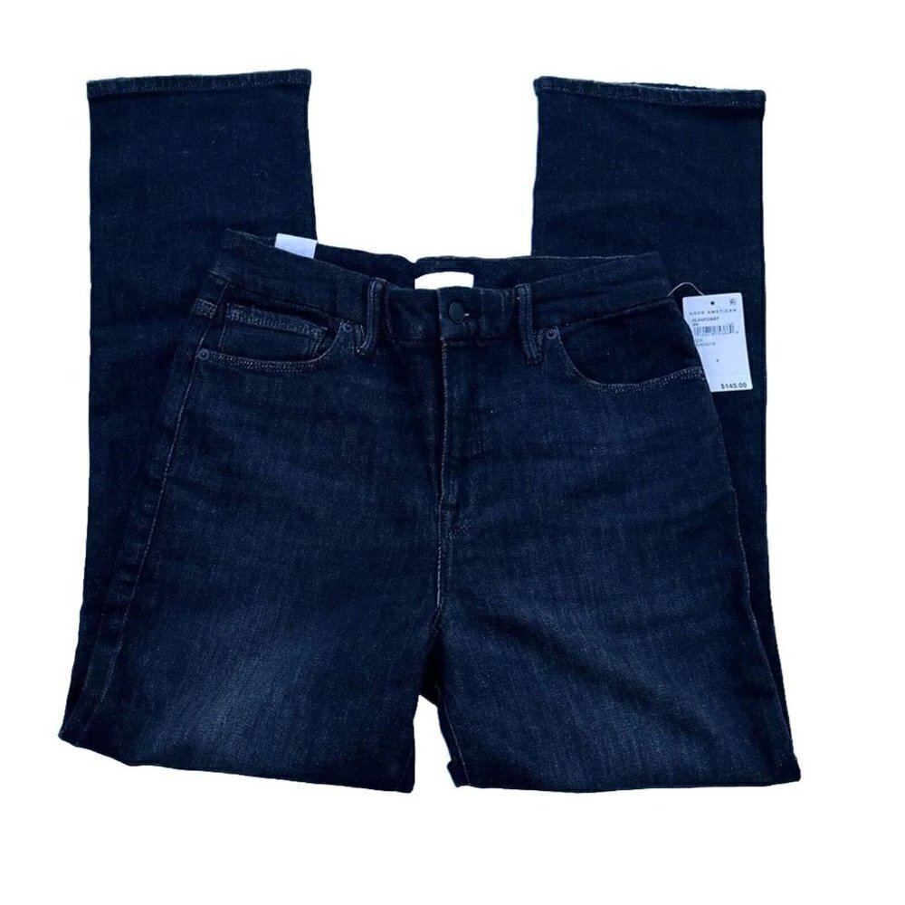 Good American Black Denim Good Legs Straight Cashmere Jeans - Picture 6 of 16